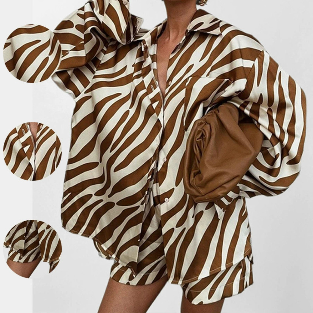 ZARA Summer Fashion Casual Printed Top and Shorts 2 Piece Set - Picture 1 of 6
